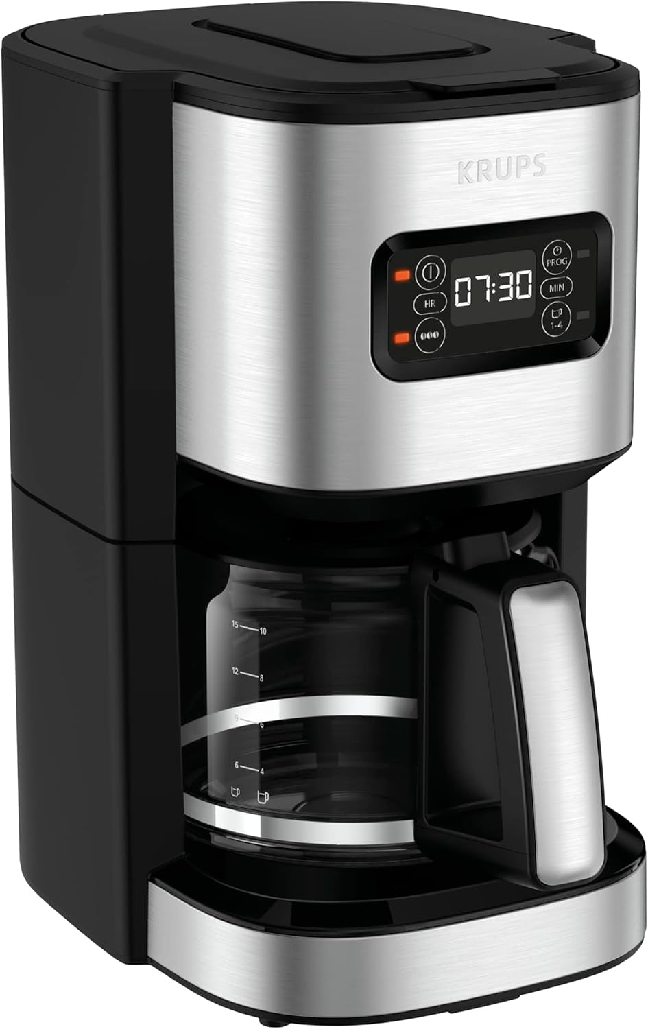 Espresso kávovar Krups F30908 ProAroma s filtrem a skleněnou karafou, objem 1,25 l, 10-15 šálků, 1050 W, černá