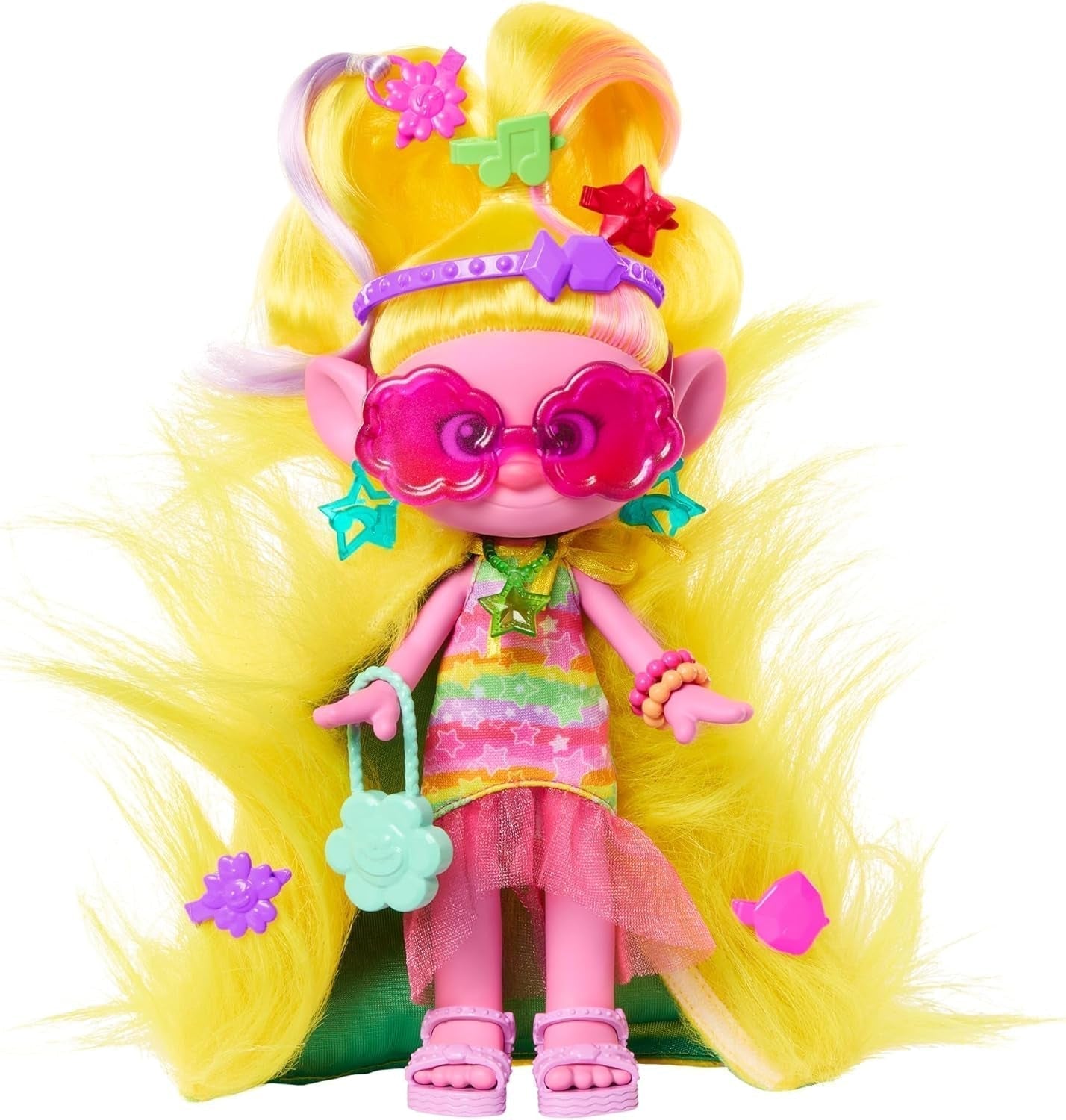 Mattel DREAMWORKS Trolls Together Strong - Vlasová panenka Queen Poppy Fashion - 15+ doplňků, třpytivý hřeben, omyvatelný třpytivý gel, věk 3+, HNF25 Naty Shop Viva Dolls