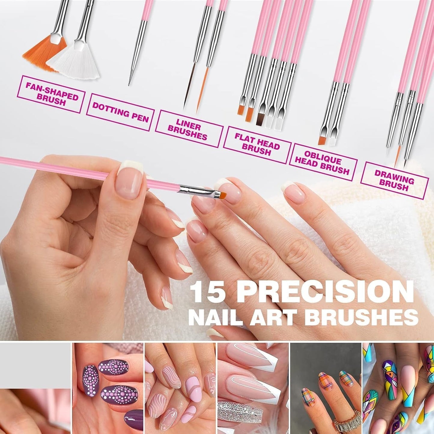 FANDAMEI 54 Blätter Wassertransfer Sada nálepek na nehty a zdobení nehtů, tečkovaná pera, Blattgold Für Nagelkunst, Streifenband, Strasssteine, Werkzeug Und Dekorationen Set Für Nagelkunst Maniküre Set