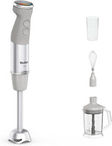 Tefal Quickchef+ 3-v-1 XL Stabmixer/Zerkleinerer/Schneebesen, 1000 W, Intuitivní ovládání větrání, Turbo-Taste, Powelix-Messer-Technologie, Edelstahl, Grau, HB67MB30 Kitchen Naty Shop