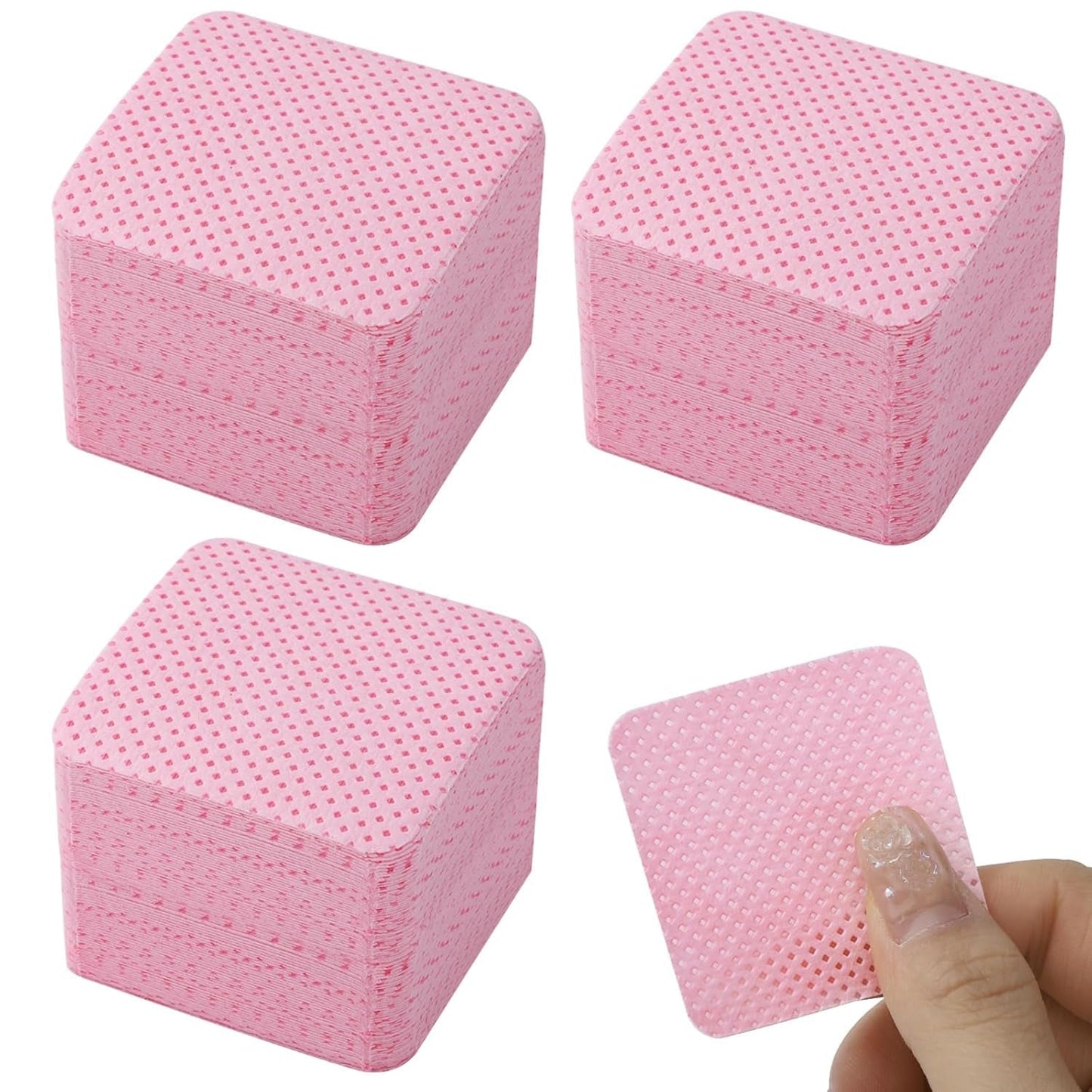 300 Stück Nagellackentferner Pads, Fusselfreie Nägel Wattepads Für Nägel Nagellackentferner Ubrousky na nehty Cleaner Gelnägel - Rosa