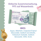 Cleanic Baby Eco Pure Water vlhčené ubrousky – (1 x 50 ks) Vlhčené ubrousky pro děti a kojence – bez parfemace, splachovatelná, citlivá pokožka – 50 ks.