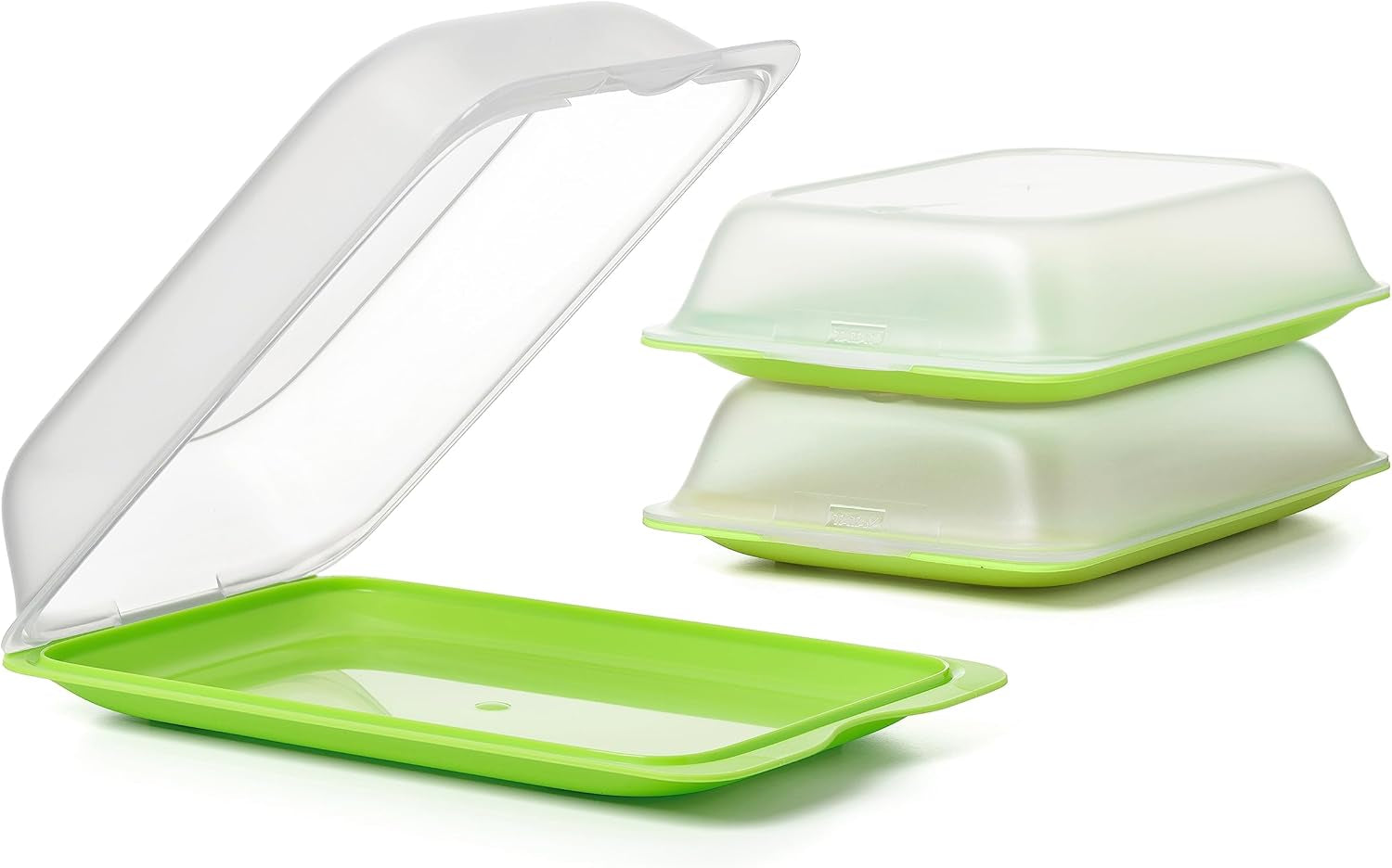 Sada 4 krabic TATAY Fresh Slicer Box, bez BPA, opakovaně použitelné, stohovatelné, do myčky a MWO, náhodné barvy. Rozměry 17 cm x 3,2 cm x 25,2 cm Dózy na potraviny Naty Shop Nádoba na klobásy - Sada 3 kusů - Maxi