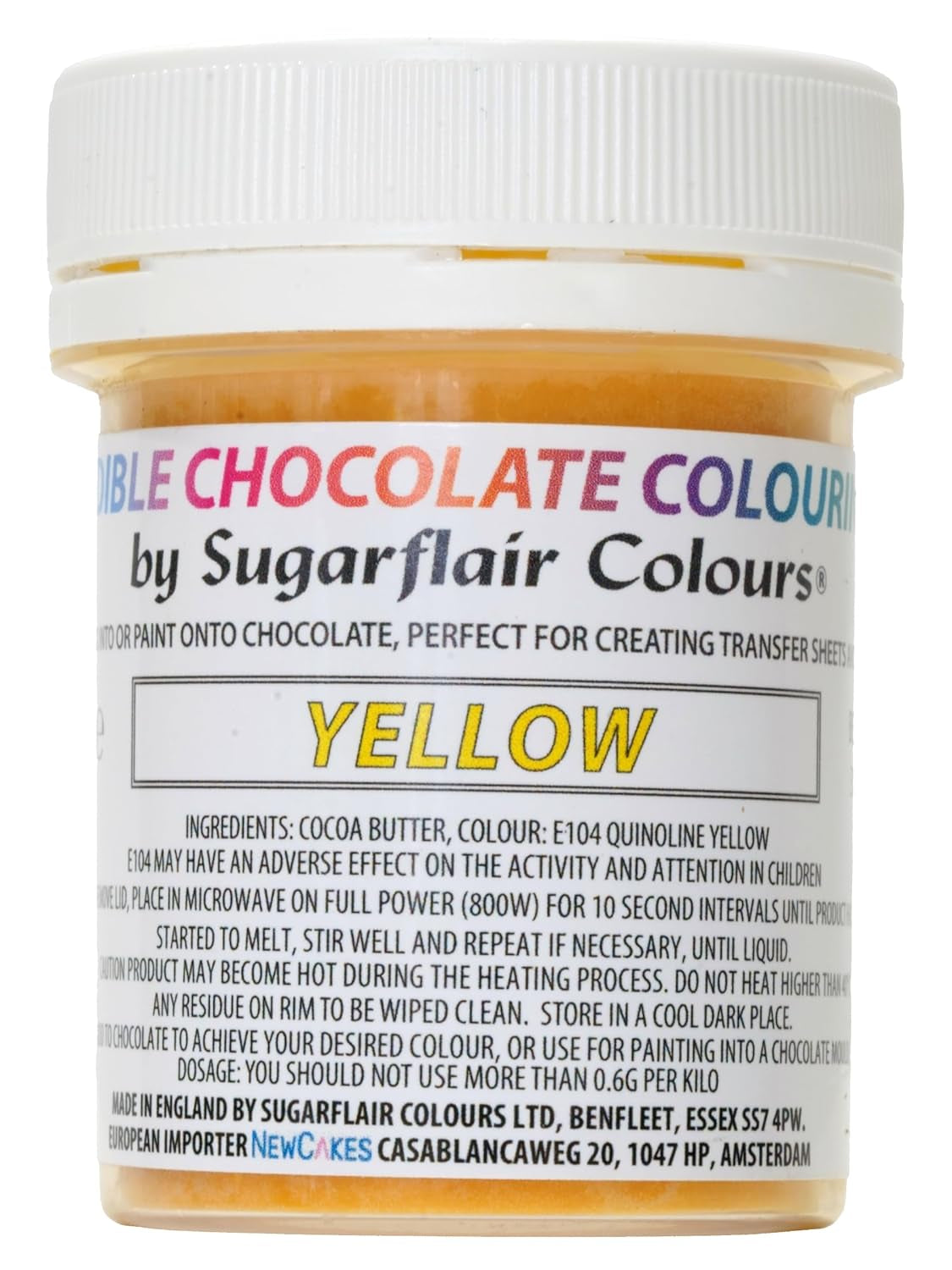 Potravinářské barvivo Sugarflair Chocolate Yellow potravinářské barvivo na čokoládu - Barevné bio kakaové máslo, čokoládové barvivo na barvení čokolády, pralinky - 35g