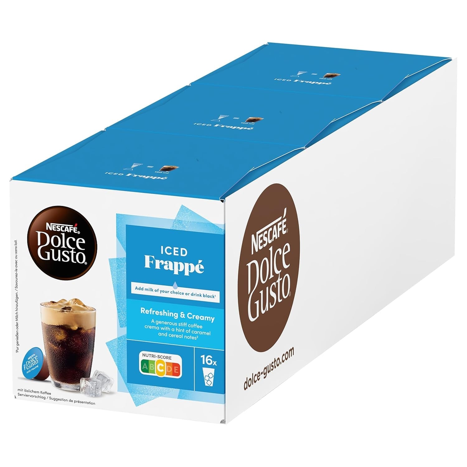 NESCAFÉ DOLCE GUSTO MINI ME od KRUPS schwarz/anthrazit automatic Kaffeekapselmaschine mit NESCAFÉ Dolce Gusto Iced Frappé, 3er Pack (3 x 16 porcí)