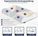 BedStory polštář z paměťové pěny, výškově nastavitelný polštář na podporu krku, ergonomický polštář, boční polštář na spaní pro záda a žaludek (60x36x12/10cm)
