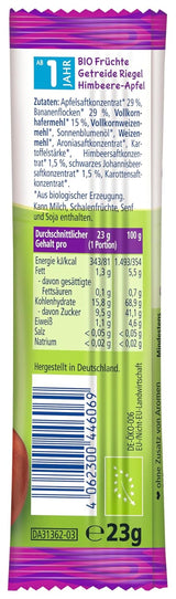 Tyčinky HiPP Zebra s příchutí malina a banán jablko (22 x 23g), od 1 roku, slazené pouze ovocem, v nejlepší bio kvalitě
