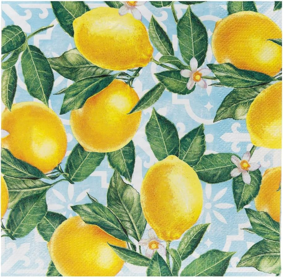 Mluvící stolky 20 X papírové ubrousky Lemon 20 Pack | Živé tématické jednorázové nádobí pro nezapomenutelná setkání, letní večírky, svatební sprchy, obědy, světlé