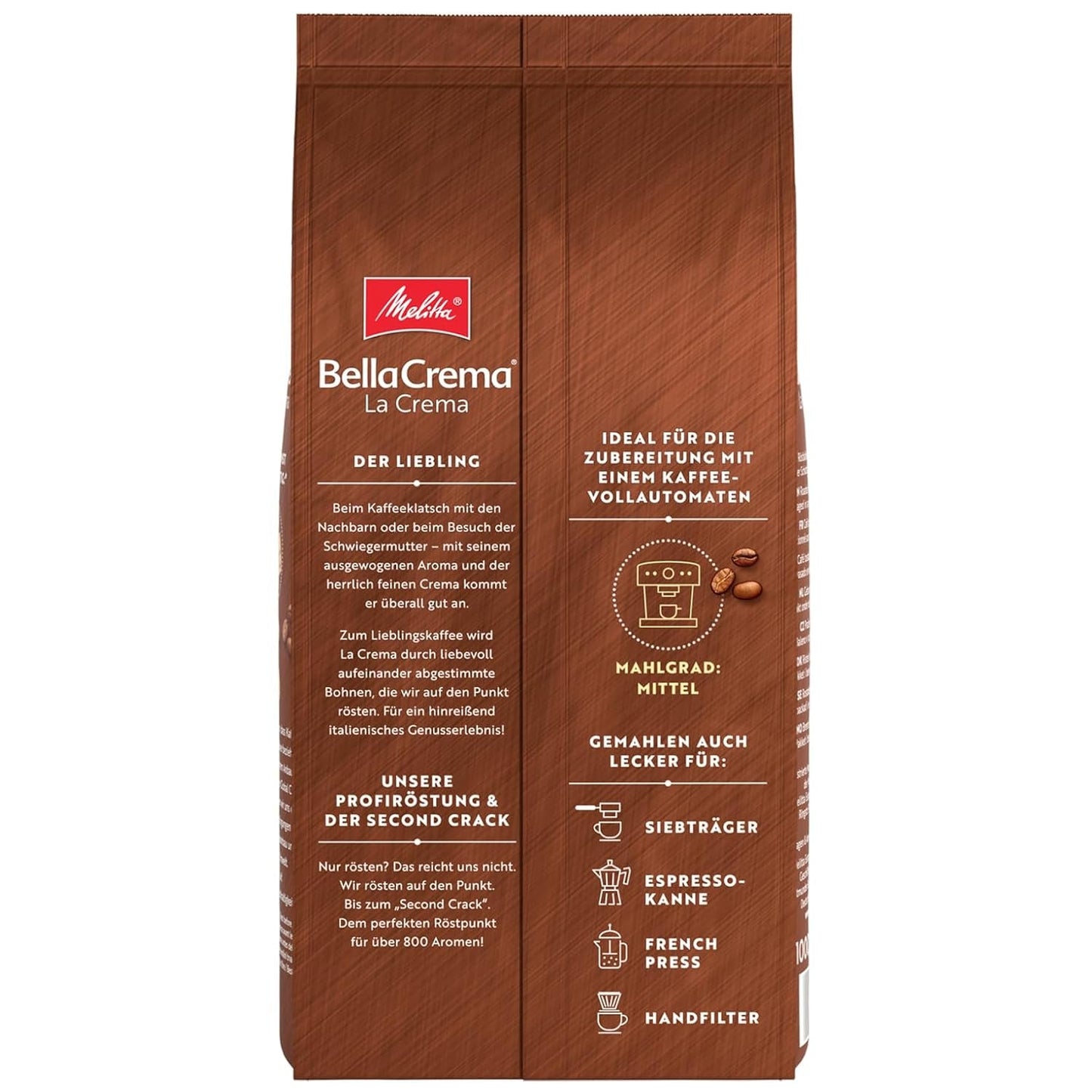 3 kávová zrna Melitta BellaCrema La Crema, středně pražená, každé 1 kg