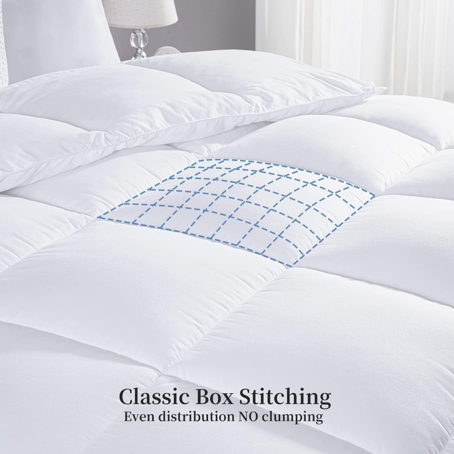 Kingsley Trend Alternativní bílá péřová přikrývka pro všechna roční období, pro každou sezónu, přikrývka King Size (2,6 M X 2,3 M), měkká, přikrývky a přikrývky, které lze prát v pračce Naty Shop