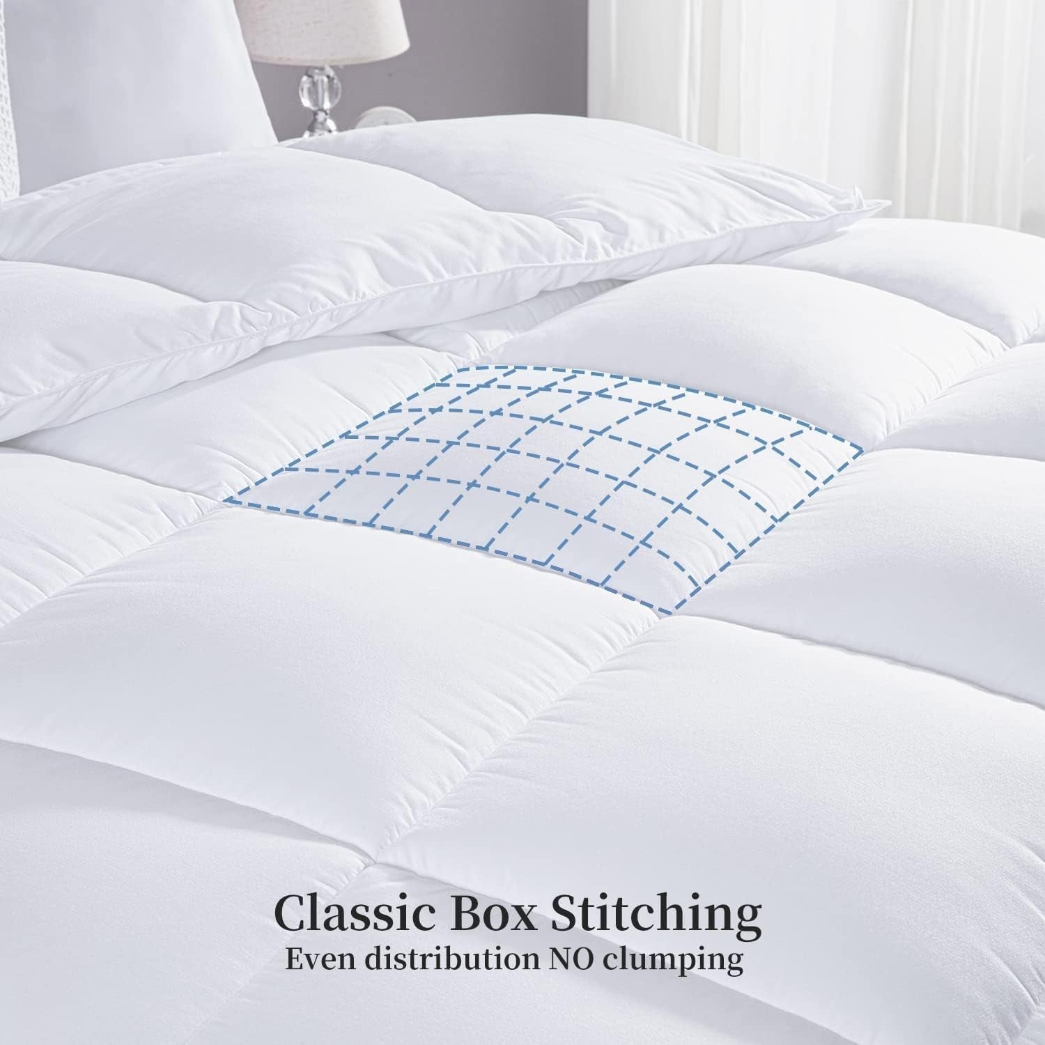 Kingsley Trend Alternativní bílá péřová přikrývka pro všechna roční období, pro každou sezónu, přikrývka King Size (2,6 M X 2,3 M), měkká, přikrývky a přikrývky, které lze prát v pračce Naty Shop