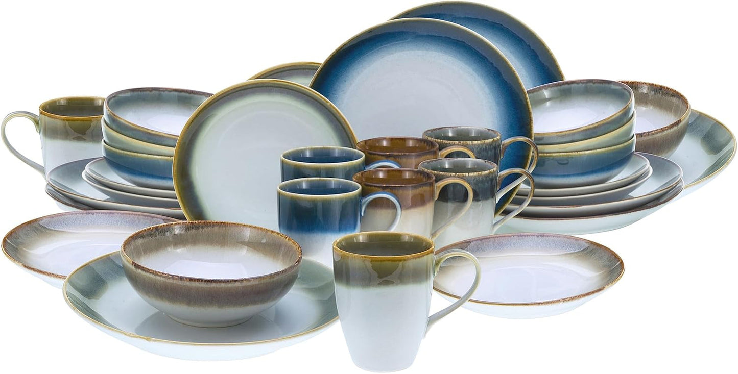 CreaTable, 23679, Cascade Series, 32dílná sada nádobí pro 8 osob, Porcelánový kombinovaný servis, Vhodné do myčky a mikrovlnné trouby, Kvalitní výroba