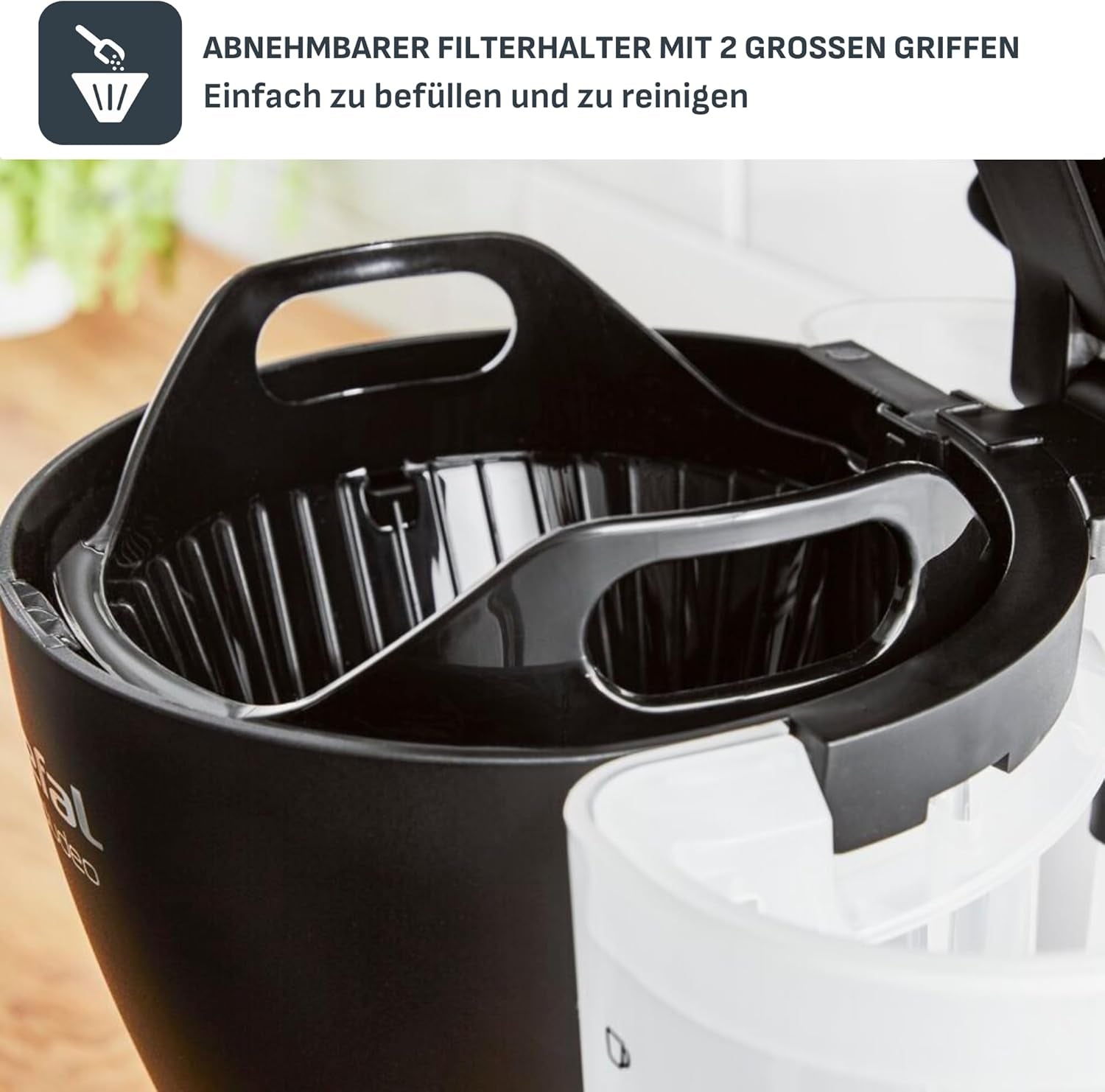 Espresso kávovar Tefal Includeo Filter, Espresso extrémně snadné použití, Vhodné pro praváky i leváky, Automatické otevírání víka, 1,25 l, 10 až 15 šálků, CM533811
