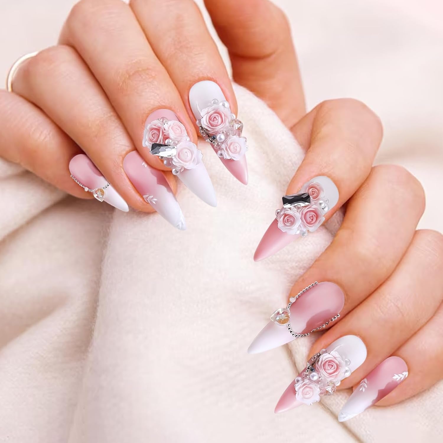 300 Stück Niedlich Blume Přívěsky na nehty, 3D pryskyřice Květinová Camelie Rose Nägel Charms Mit Perle, Gemischt Größe Bunte Flower Nägel Deko Für Frauen Nail Art Zubehör