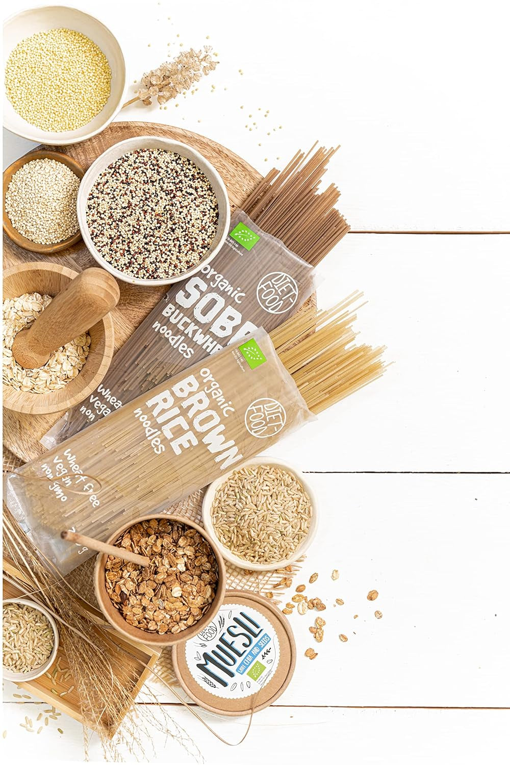 DIETNÍ JÍDLO Bio Buchweizen Soba Nudeln Lebensmittel Těstoviny Veganské Bezlepkové Lactosefrei Sojafrei Nudeln pro vegetariány a vegany 250 gramů