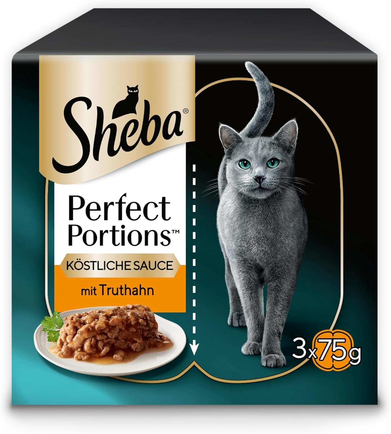SHEBA Perfect PORTIONS omáčka pro kočky s krůtím masem 8 x 3 x (2 x 375 g)