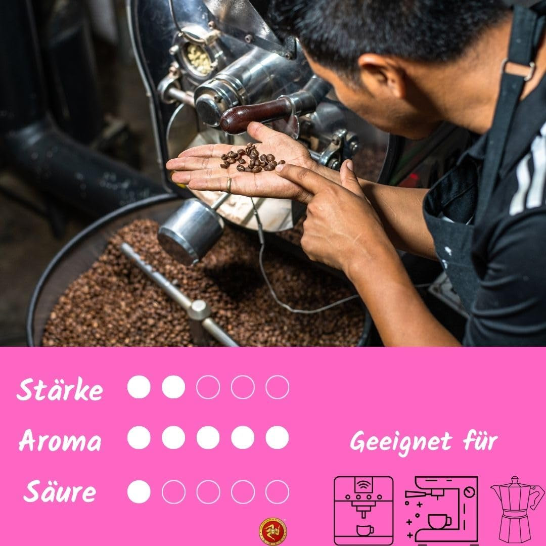 Caffè Organic Espresso Beans 250 g - 100% BIO - Praženo na Sicílii - Staletí stará ručně vyráběná metoda pražení - Prémiová zrna espressa pro plně automatické stroje a portafiltr