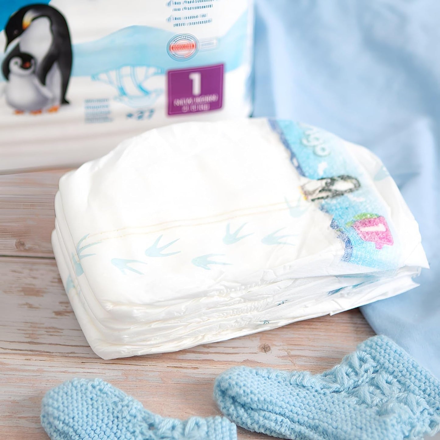 Bio plenky velikost 1 novorozenec (2-5 kg), 1 pytel s 27 plenkami