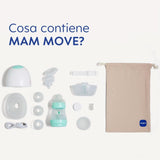 MAM Move Přenosná odsávačka mateřského mléka se 3 provozními režimy a 5 úrovněmi intenzity, silikonové pouzdro Skinsoft, nastavitelné na 4 velikosti Příslušenství Potraviny a kojení Bebe Naty Shop