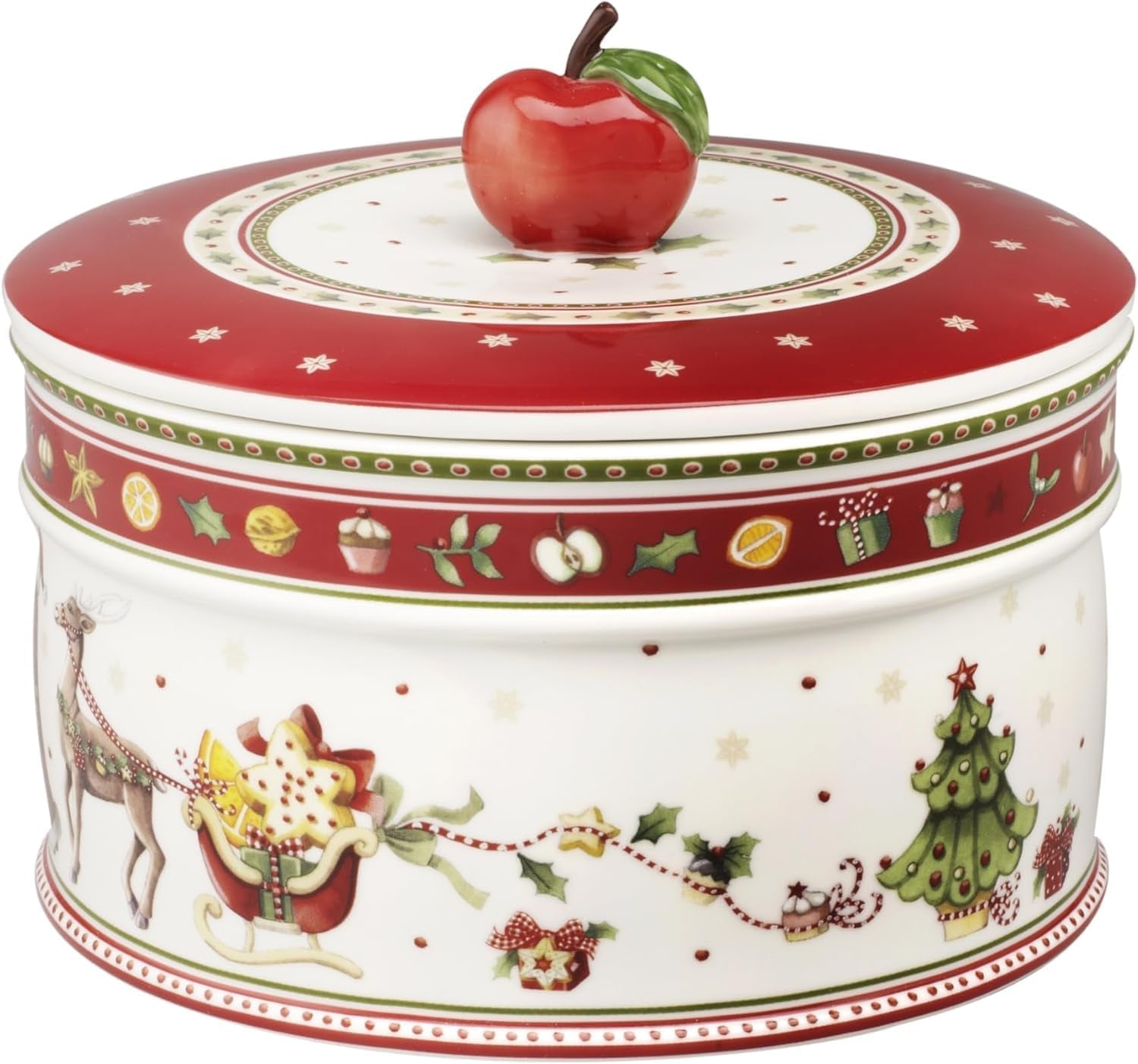 Villeroy & Boch - Malý úložný box Winter Bakery Delight, keramický box na vánoční cukroví, vánoční box, box na cukroví, box na cukroví, keramický box s víkem, úložiště sladkostí, prémiové porcelánové boxy na skladování potravin Naty Shop L