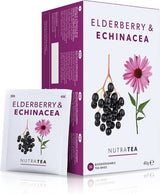 Nutra Tea Bezinka a Echinacea, Čaj Imunita a nachlazení, Čaj na podporu imunity, Boj proti nachlazení, 20 opakovaně použitelných čajových sáčků, Přírodní bylinný čaj