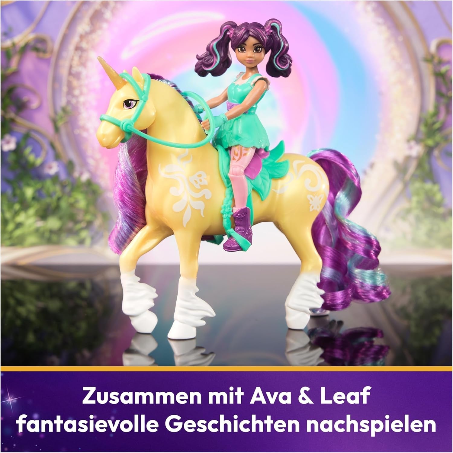 Unicorn Academy AVA a Unicorn Leaf Set - Originální figurky vysoké přibližně 12 cm z oblíbené série Netflix Se dvěma doplňky a kartáči na vlasy Pro nápadité hraní rolí, pro děti od 4 let Akční figurky Naty Shop