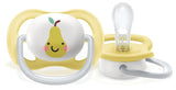 Dudlík Philips AVENT ultra air - 2-balení, bez BPA, prodyšný, pro miminka 0-6 měsíců, včetně pouzdra a sterilizace, jablko/hruška (model SCF080/17)