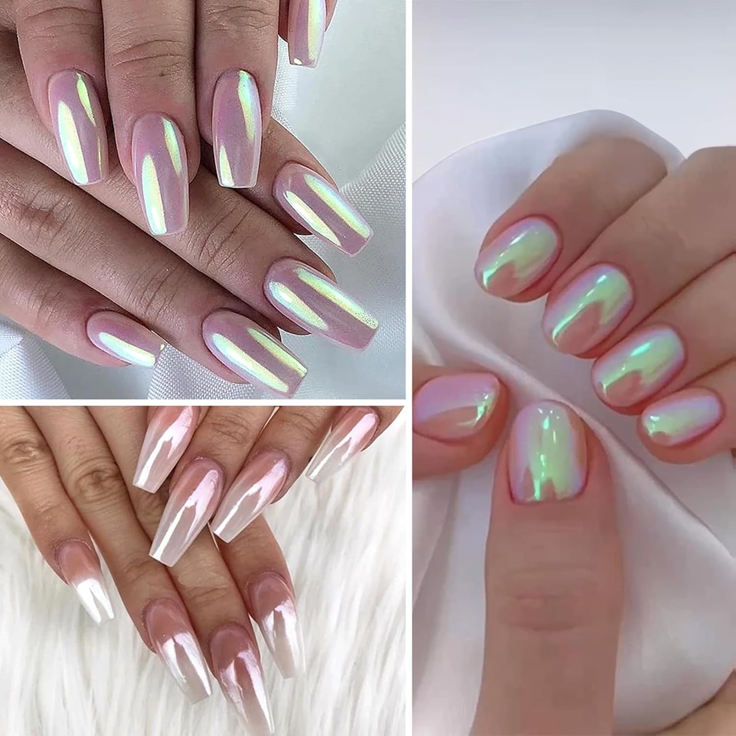 Chrome Nail Powder Aurora Ice Shimmer Chrome Pigment Powder 4PCS Chrome Powder Nägel Nail Art Nageldesign