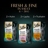 Sheba Portion Pouches Mokré krmivo pro kočky, multipack Fresh & Fine v omáčce s MSC kuřecím masem a lososem, 6x6x50g - Jemná jídla pro kočky v omáčce