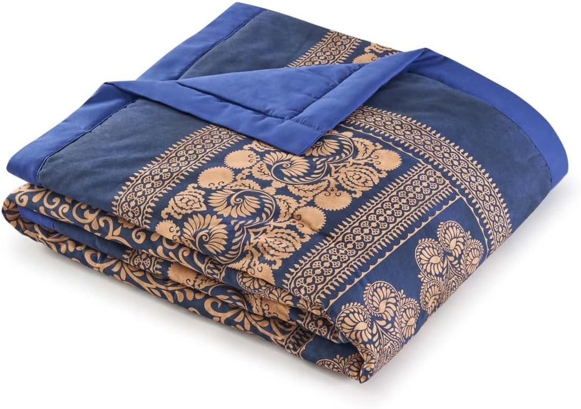 BASSETTI károvaná bavlna TORCELLO barva DARK BLUE B1 velikost 135X190 Přikrývky a přikrývky Naty Shop