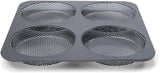 Hamburgerbrötchen, Perforiert, Antihaftbeschichte, 4 Runde Mulden Mit Je 12 Cm, Pfannengröße 28 X 28 Cm, 2,5 Cm Tief, Mittelgroß, Schwarz Formy a plechy na pečení Naty Shop