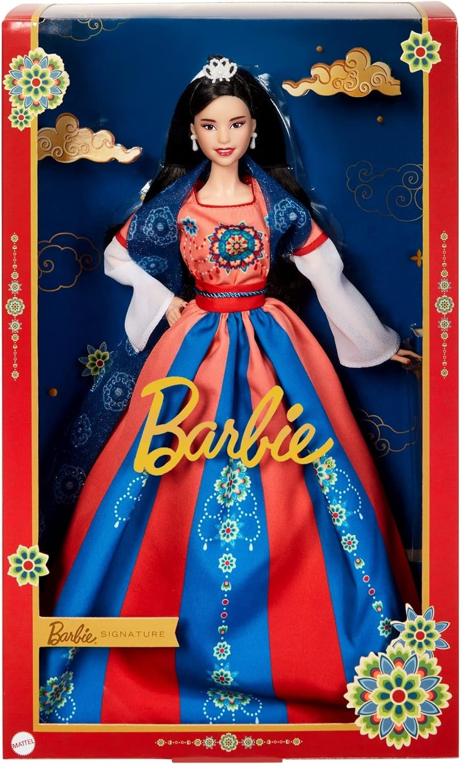 BARBIE Lunární novoroční loutka - Sammelfigur s tradičním Hanfu-Robe und chinesischen Drucken, inspirovaná Dunhuang-Höhlenmalereien, včetně Puppenständer und Echtheitszertifikat, HJX35