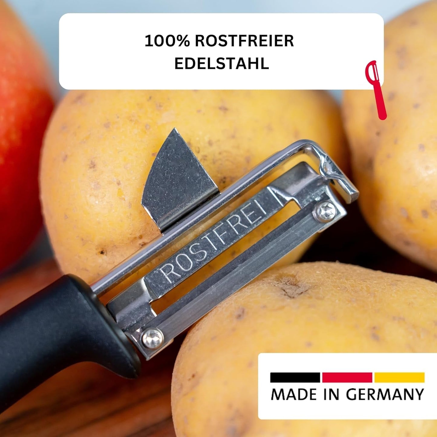 Westmark 29092270 Sparschäler Gallant, Pp/Tpe/Edelstahl, Schwarz / Rot, 16,5 X 3,7 X 2 Cm Škrabka Naty Shop