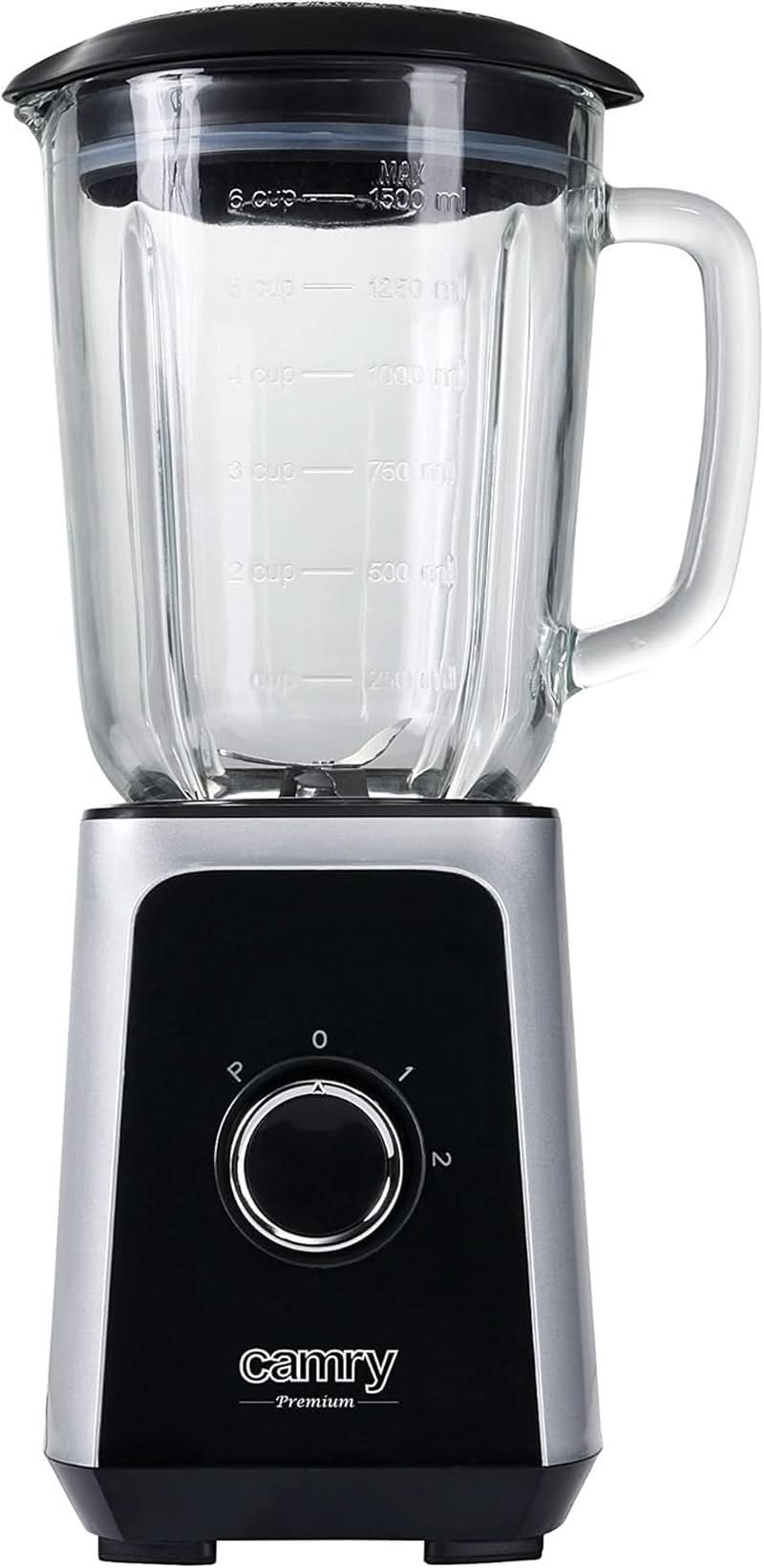 CR 4077 Standmixer Mit 1,5L Glasbehälter, Smoothie Maker, Hochleistungsmixer, Mahlung, Eis-Zerkleinerung, Pulsfunktion, Edelstahlklingen, 2 Geschwindigkeiten, 1000W, Schwarz/Silber Kitchen Naty Shop