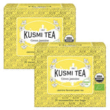 Kusmi Tea - Balení 2 ks - Jasmínový zelený čaj - Bio Jasmínová směs zeleného čaje - 100% Bio zelený čaj - Lze konzumovat teplý i studený - 2X20 čajových sáčků