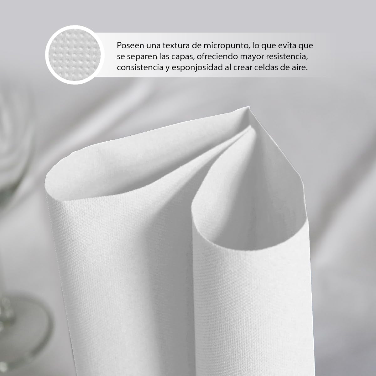 Balení 300 bílých koktejlových papírových ubrousků + držák na ubrousky z nerezové oceli Textura mikroteček Silný absorbent 10 x 10 cm složené dohromady