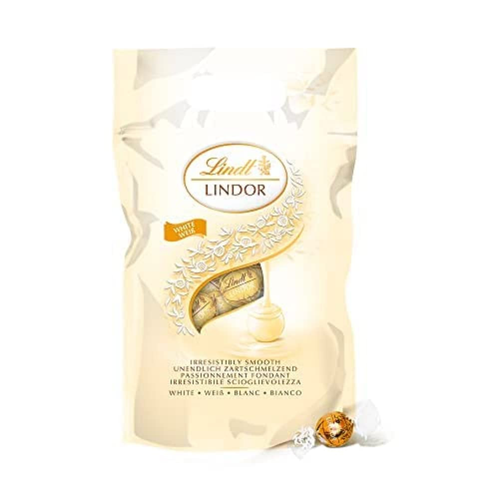 LINDOR kuličky bílé čokolády, 1 kg a LINDOR | 1 kg uzavíratelný sáček | cca. 80 kuliček z mléčné čokolády s mátovou náplní | Hromadné balení, pralinkový dárek, čokoládový dárek