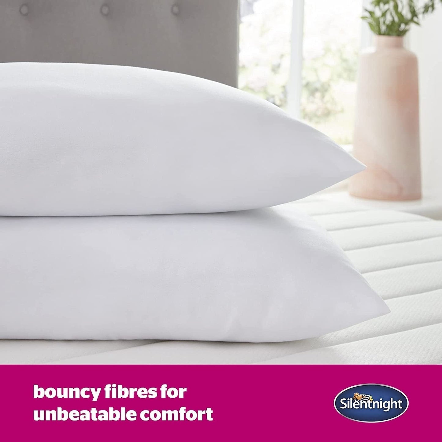 Silentnight Ultrabounce Polštář, Bílý, Mikrovlákno, Bílý, 2-balení Standardní polštáře Naty Shop