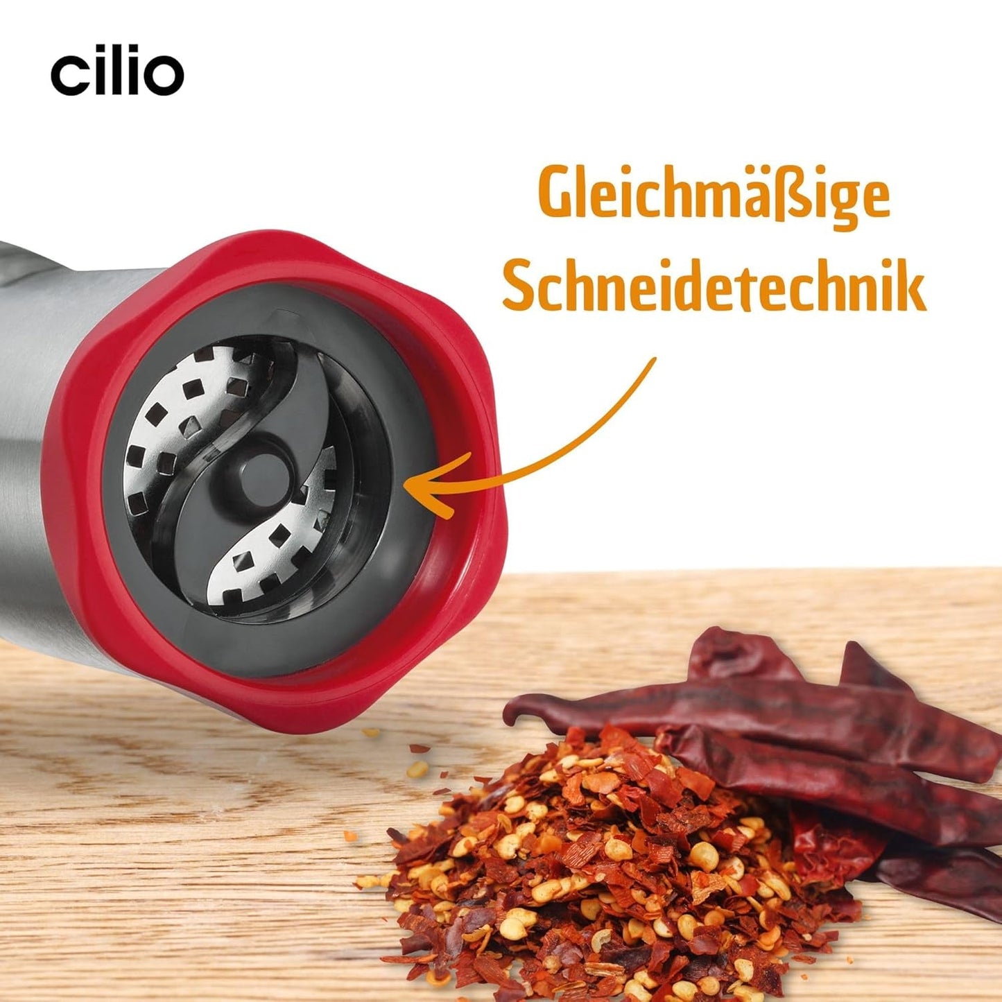 Cilio PICCANTE mlýnek na feferonky, Ø 6,5 cm, V: 14,5 cm, s uzavíracím víkem Mlýnky a kráječe Naty Shop