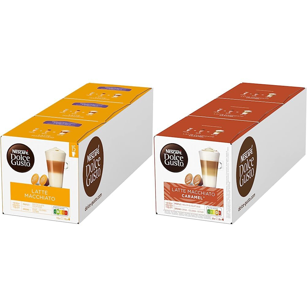 NESCAFÉ Dolce Gusto Latte Macchiato Vorratsbox 90 Kaffeekapseln (Aromatischer Espresso a Latte Macchiato Caramel