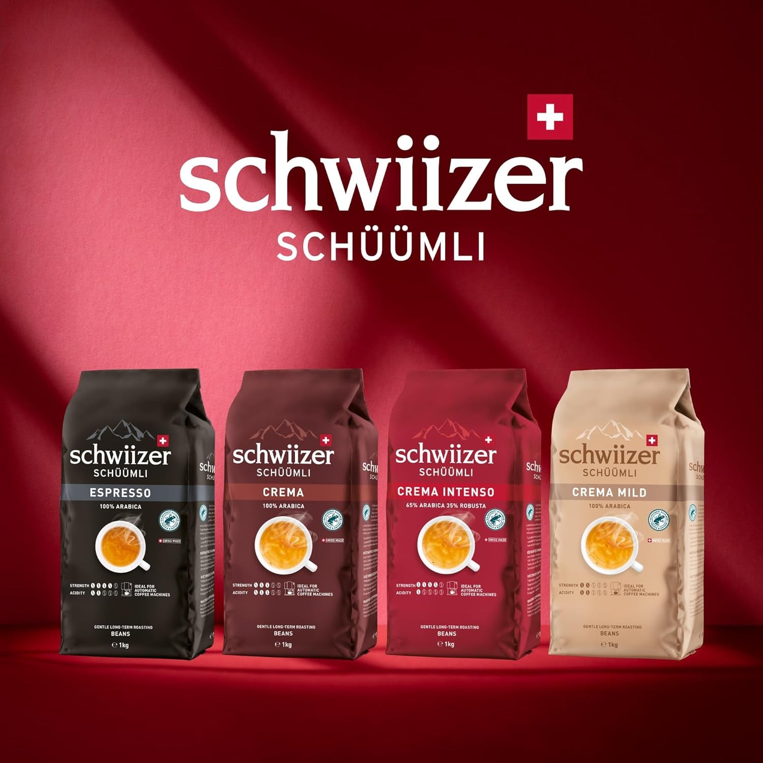 Schwiizer Schüümli Intenso, kapsle, mletá káva 1kg - Intenzita 4/5 - UTZ certifikát (balení 4 ks)