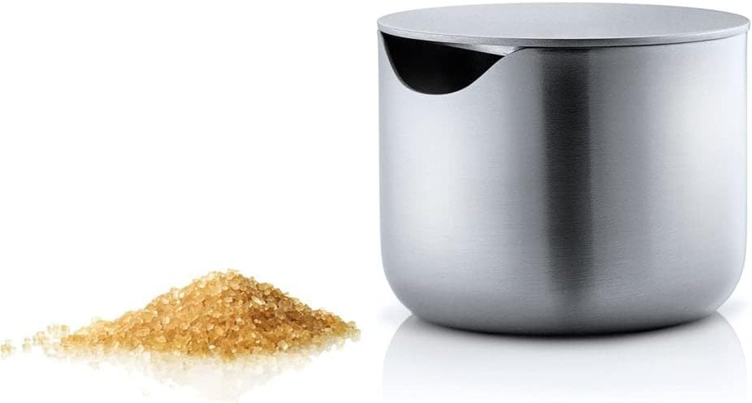 blomus -BASIC- cukřenka z broušené nerezové oceli, ideální nádoba na cukr na bílý/hnědý cukr, nadčasový design, lze mýt v myčce (v/š/v 6,6x 6,6x5,2 nerez, 63621)