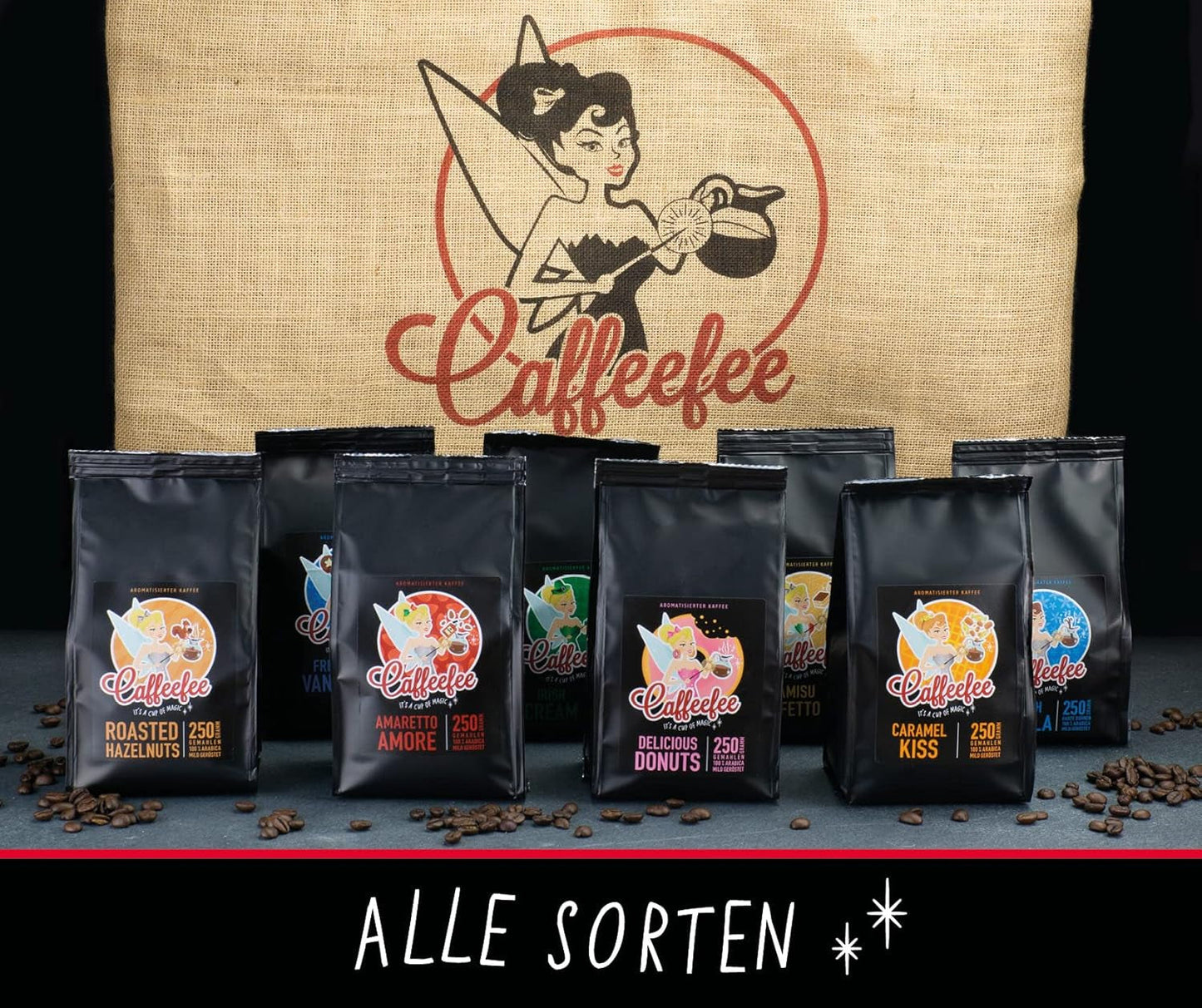 Caffeefee Belgické vafle Bohnen, 250 g, aromatisierter Röstkaffee