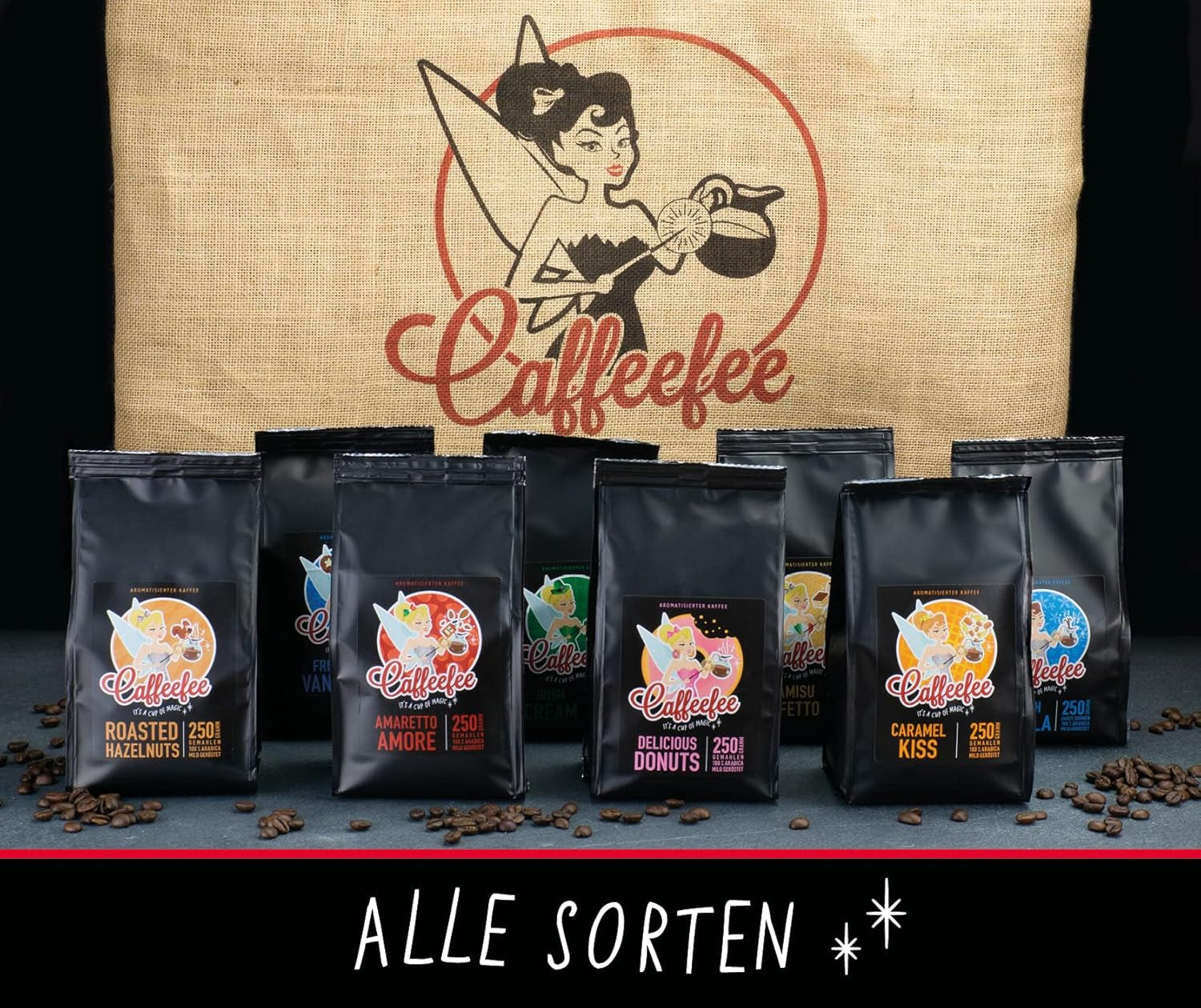 Caffeefee Belgické vafle Bohnen, 250 g, aromatisierter Röstkaffee