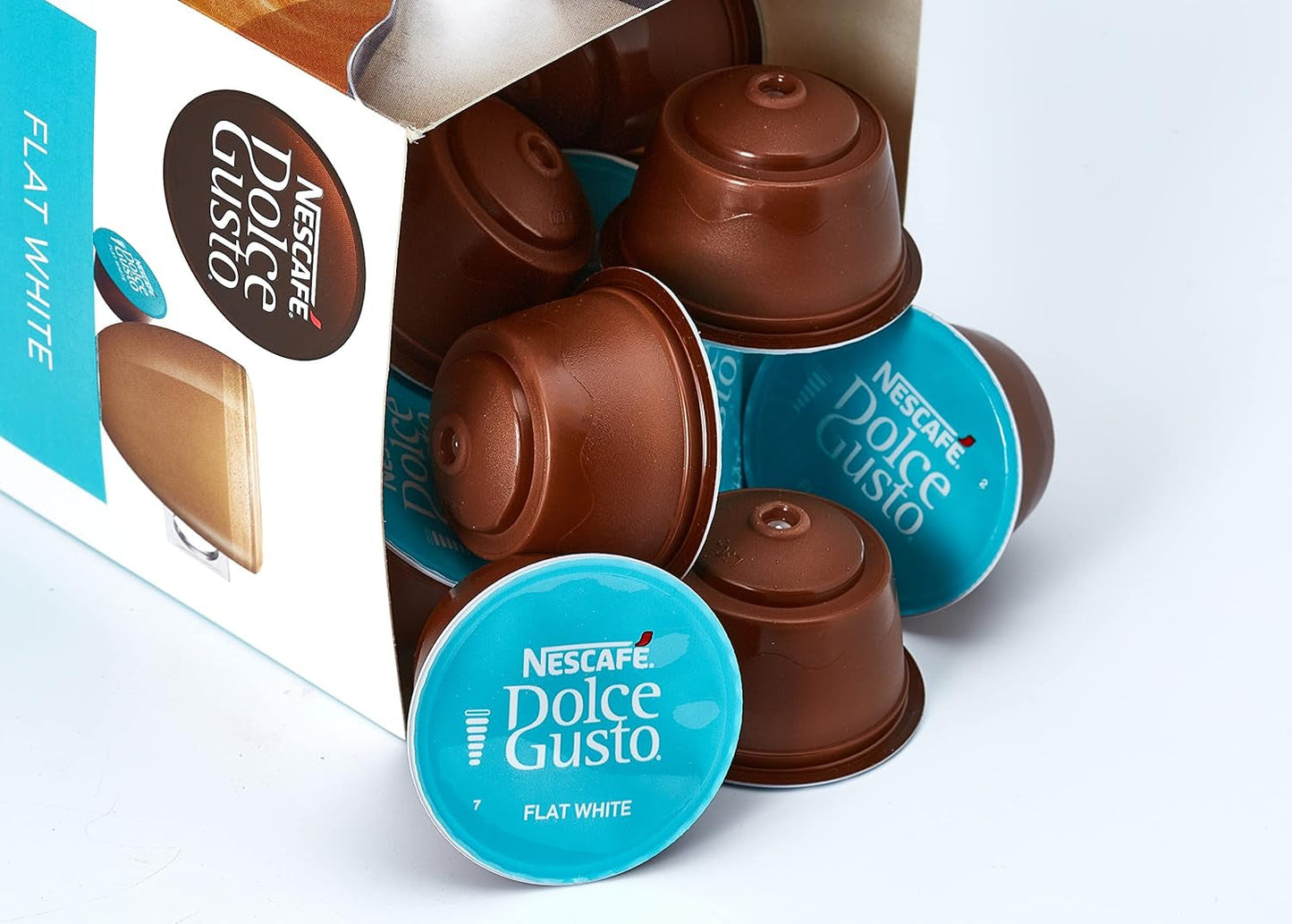 NESCAFÉ Dolce Gusto Flat White, 48 kávových kapslí, Arabica a Robusta Bohnen, Cremig-Milchiger Genuss, Kaffeekreation, Coffee-Shop Trend, Aromaversiegelte, 9er Pack (3x16 kapslí)