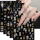 JMEOWIO Nálepka na nehty Weihnachten Gold Glitter Silber 8 Blatt Nálepka na nehty Selbtklebend Nagelaufkleber Schneeflocke Winterurlaub Dekoration Nageldesign Zubehör