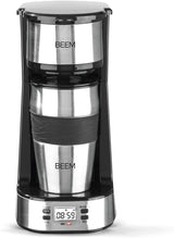 Jednofiltrační espresso BEEM THERMO 2 GO s termohrnkem o objemu 0,4 l | Permanentní filtr | S 24hodinovým časovačem pro ranní šálek horké kávy, žádné čekání | 750 W