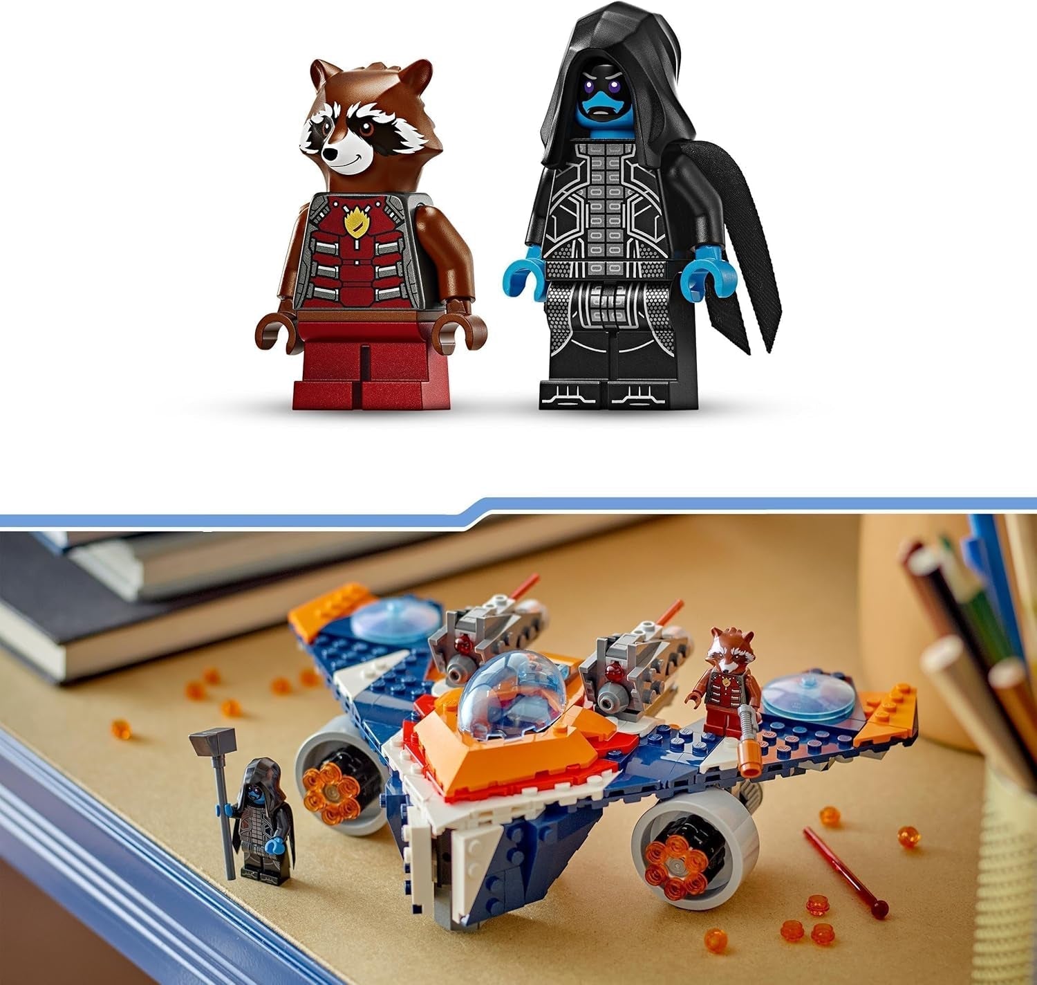 LEGO Marvel Rockets Spaceship vs. Ronan sestavitelná sada vesmírné lodi Guardians of the Galaxy Postava superhrdiny Dárek pro chlapce a dívky 8 let 76278 Stavebnice Besuche den LEGO-Store