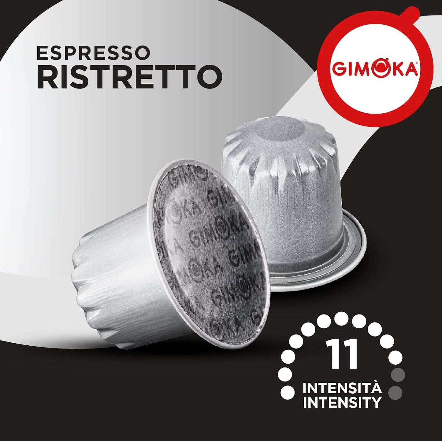 Gimoka Kaffeekapseln Espresso Ristretto, Intensität 11/13-100 Kapsel aus Aluminium - Kompatibilní s Nespresso* Haushalts-Espressomaschinen - 100 Stück (10 x 10 Getränke) - Hergestellt v Itálii