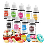 Potravinářské barvivo 9 x 10 ml, tekuté potravinářské barvivo - sada potravinářských barviv na zdobení dortů, makaronů, koblih, fudge, polevy, mýdel pro kutily, zmrzliny, barviva na mýdlo, barviva ve stříkací pistoli